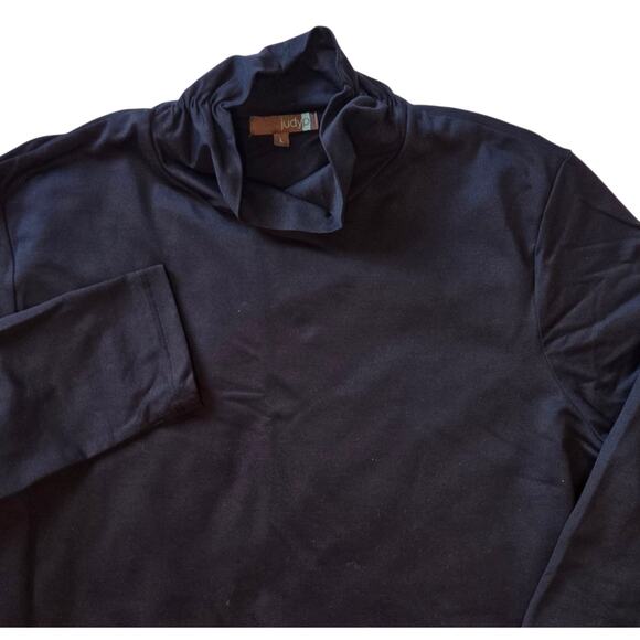 Judy P Jackie Turtleneck Black sz Large Ruched neck, Double layer front Stretch - Picture 4 of 11